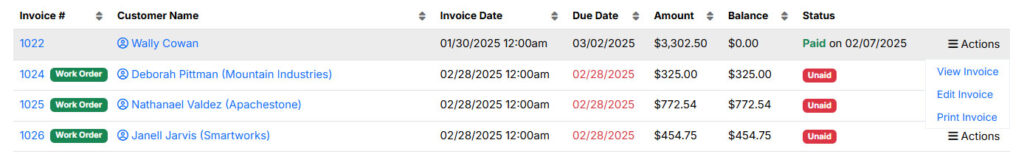 Editing Invoices Editing Invoices